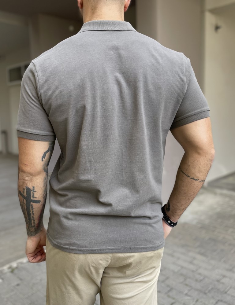 Ανδρική γκρι βαμβακερή κοντομάνικη μπλούζα Polo 4331B φωτογραφία